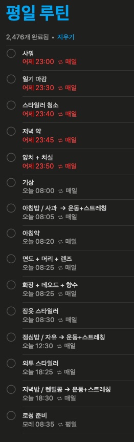 평일 루틴